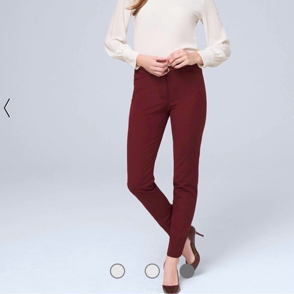 WHBM slim ankle comfort stretch pant - maroon size 0